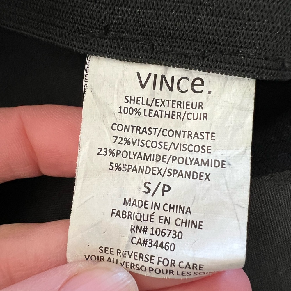 VINCE Knit Cuff Leather Stretch Leggings Pants - Size S - Picture 8 of 8